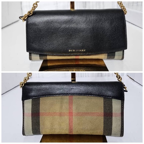 Authentic Burberry Henley Wallet on Chain Leather with House Check Canvas - Picture 11 of 15